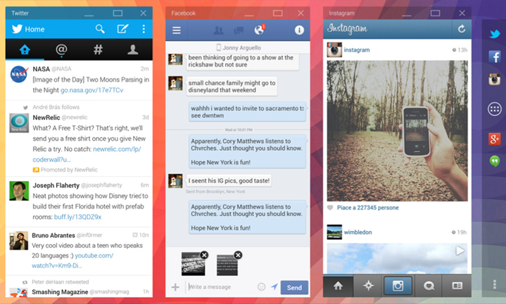 Screenshot of a multi-window operating system for a tablet